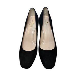 Kate Spade Black Suede Chunky Heel Shoes - Size 8